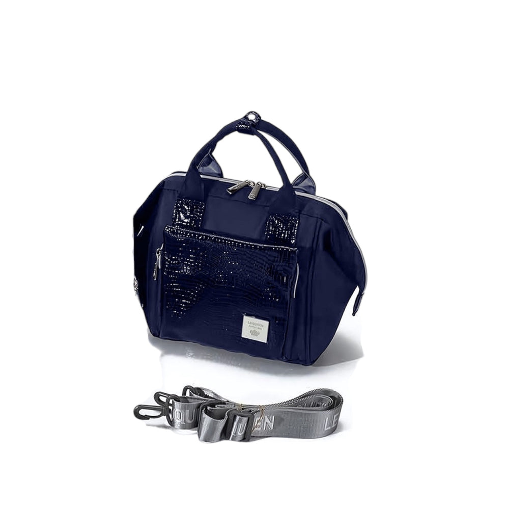 Lequeen Mini Diamond 7TH Edition Soft Waterproof Original mommy bag - Mini Croco Blue ليكوين كروس ميني باج أعلى فئة