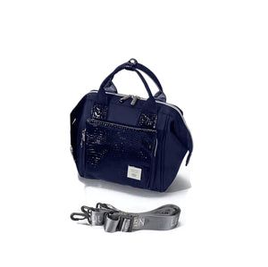 Lequeen Mini Diamond 7TH Edition Soft Waterproof Original mommy bag - Mini Croco Blue ليكوين كروس ميني باج أعلى فئة