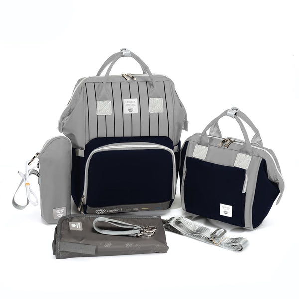 Lequeen Diamond 7TH Edition Soft Waterproof Original mommy bag Set A Blue - الجيل السابع الدايموند من ليكوين