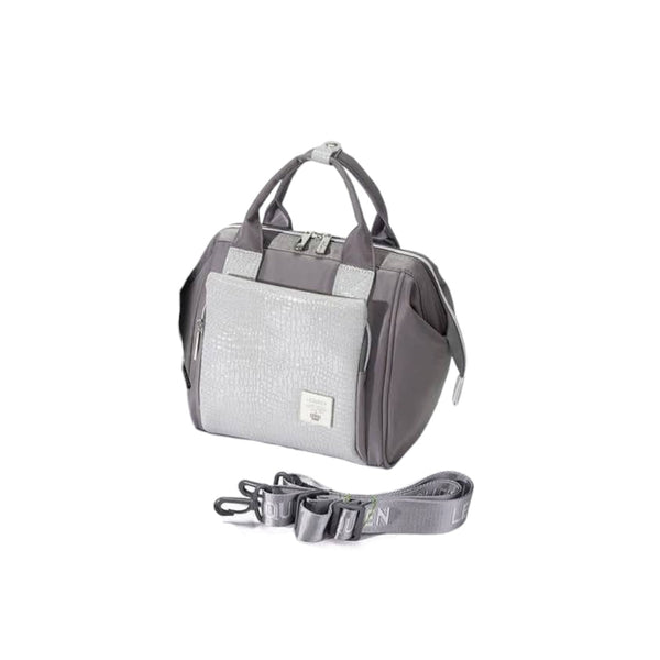 Lequeen Mini Diamond 7TH Edition Soft Waterproof Original mommy bag - Mini Croco Grey ليكوين كروس ميني باج أعلى فئة