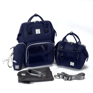 Lequeen Diamond 7TH Edition Waterproof Original mommy bag - الجيل السابع الدايموند من ليكوين جلد طبيعي كحلي