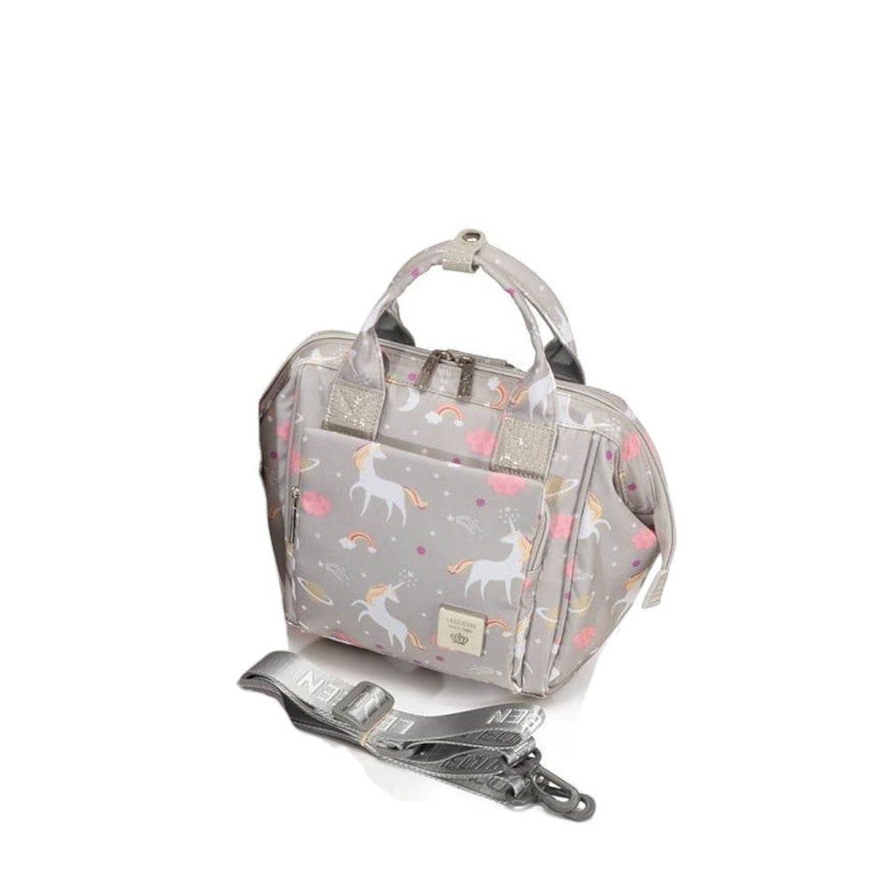Lequeen Mini Diamond 7TH Edition Soft Waterproof Original mommy bag - Mini Uni grey ليكوين كروس ميني باج أعلى فئة