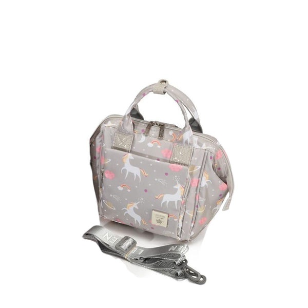 Lequeen Mini Diamond 7TH Edition Soft Waterproof Original mommy bag - Mini Uni grey ليكوين كروس ميني باج أعلى فئة