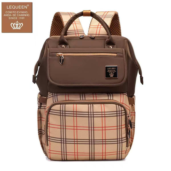 Lequeen 8th Generation New Cover Beige Carohat Gold ليكوين الجيل الثامن جديد غطاء كاروهات بيج - ذهبي