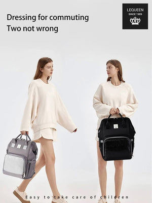 Lequeen Diamond 7TH Edition Waterproof Original mommy bag - الجيل السابع بلس الدايموند من ليكوين جلد طبيعي رصاصي