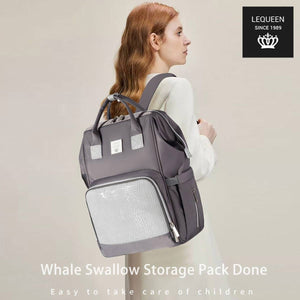 Lequeen Diamond 7TH Edition Waterproof Original mommy bag - الجيل السابع الدايموند من ليكوين جلد طبيعي رصاصي