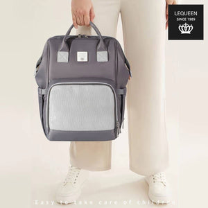 Lequeen Diamond 7TH Edition Waterproof Original mommy bag - الجيل السابع بلس الدايموند من ليكوين جلد طبيعي رصاصي