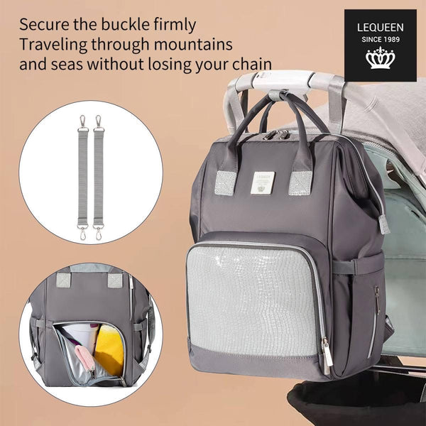 Lequeen Diamond 7TH Edition Waterproof Original mommy bag - الجيل السابع الدايموند من ليكوين جلد طبيعي رصاصي