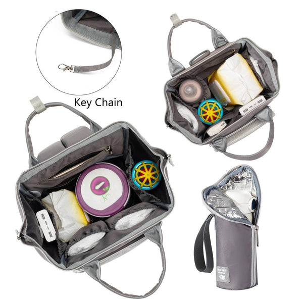 Lequeen Diamond 7TH Edition Waterproof Original mommy bag - الجيل السابع الدايموند من ليكوين جلد طبيعي رصاصي