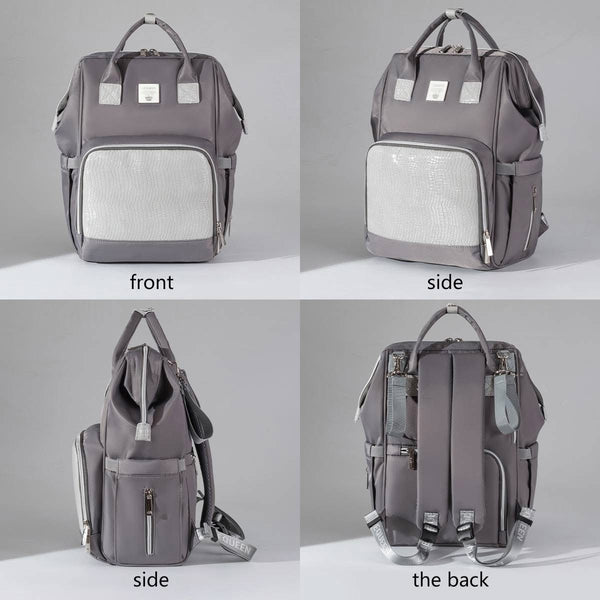 Lequeen Diamond 7TH Edition Waterproof Original mommy bag - الجيل السابع بلس الدايموند من ليكوين جلد طبيعي رصاصي