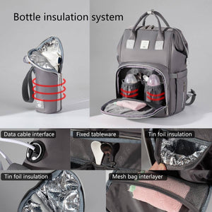 Lequeen Diamond 7TH Edition Waterproof Original mommy bag - الجيل السابع الدايموند من ليكوين جلد طبيعي رصاصي