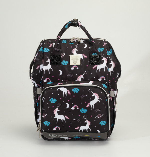 Lequeen Diamond 7TH Edition Soft Waterproof Original mommy bag - الجيل السابع الدايموند من ليكوين يونيكون اسود