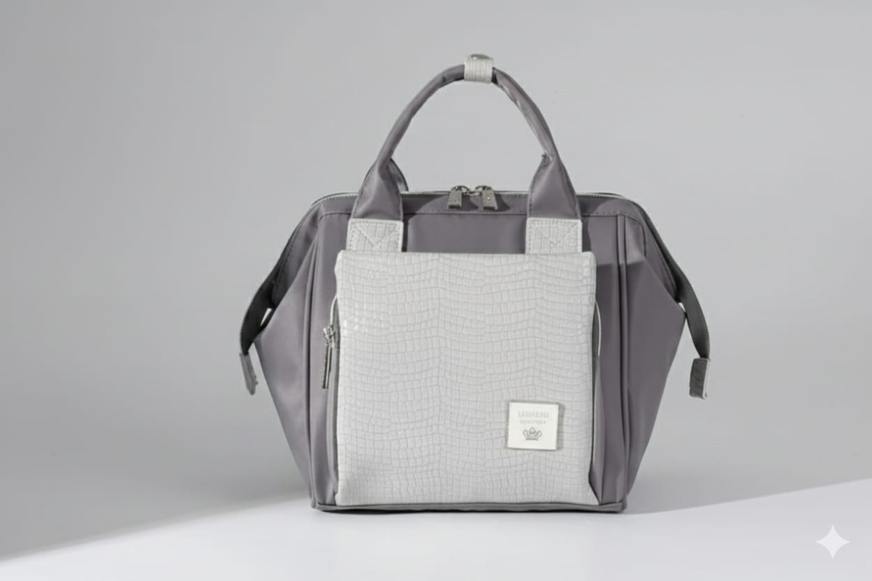 Lequeen Mini Diamond 7TH Edition Soft Waterproof Original mommy bag - Mini Croco Grey ليكوين كروس ميني باج أعلى فئة
