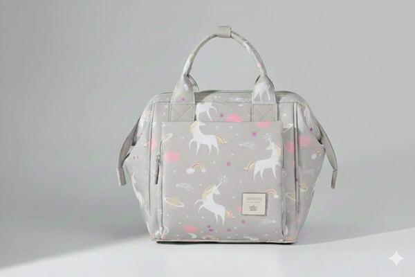 Lequeen Mini Diamond 7TH Edition Soft Waterproof Original mommy bag - Mini Uni grey ليكوين كروس ميني باج أعلى فئة