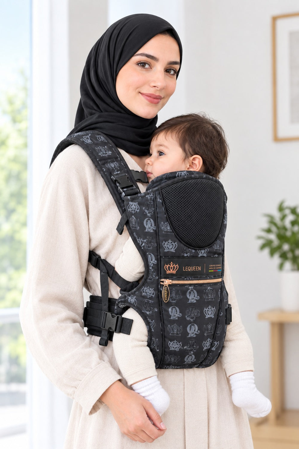 LEQUEEN Baby Carrier LQ Tag Black Gold