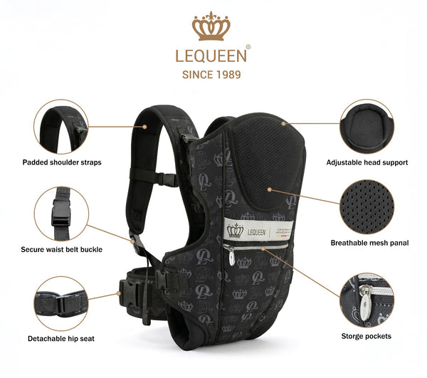 LEQUEEN Baby Carrier Black Crown