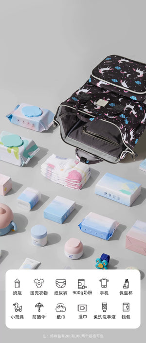 Lequeen Diamond 7TH Edition Soft Waterproof Original mommy bag - الجيل السابع الدايموند من ليكوين يونيكون اسود